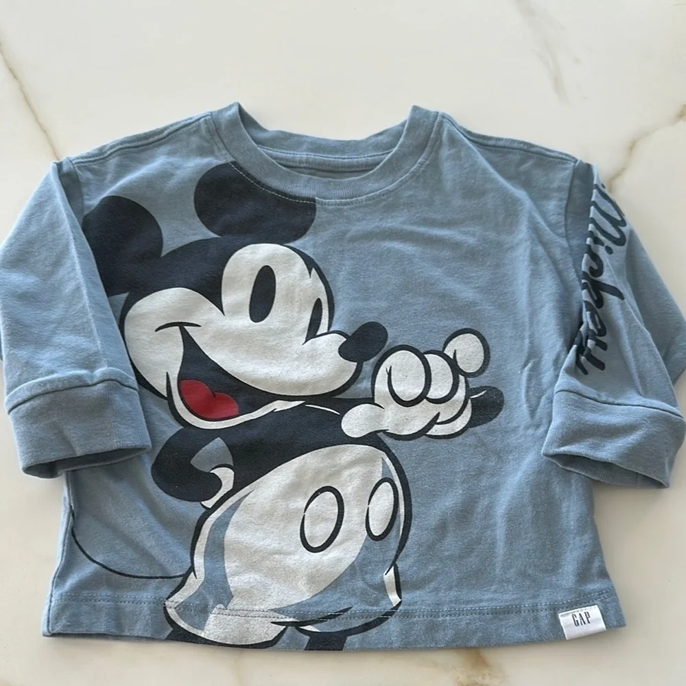 GAP Blue Long Sleeve Tee with Mickey Mouse